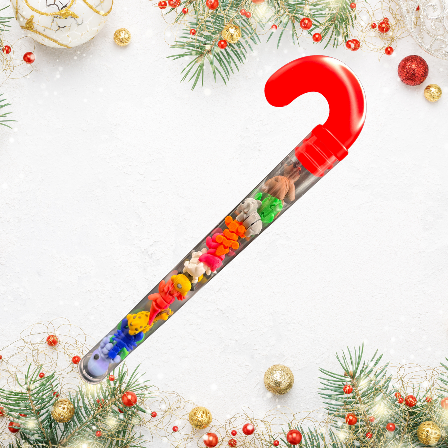 3D Printed Mini Articulated Animals in Candy Cane