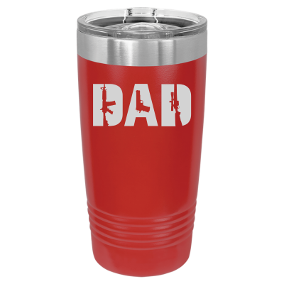 Laser engraved Armed Dad design on 20oz stainless steel tumbler – gift for military dads