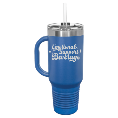 insulated travel mug with handle and straw – Emotional Support Beverage engraving, funny gift for coffee lovers Personalized