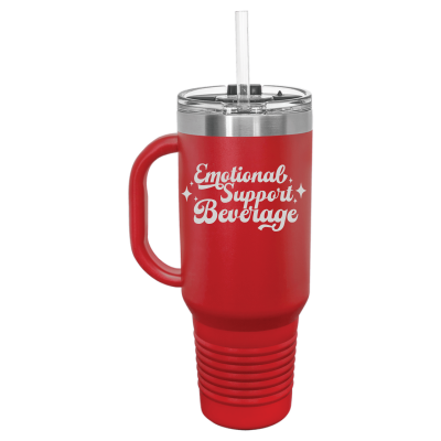 Laser engraved 40oz tumbler – Emotional Support Beverage funny quote, stainless steel insulated mug