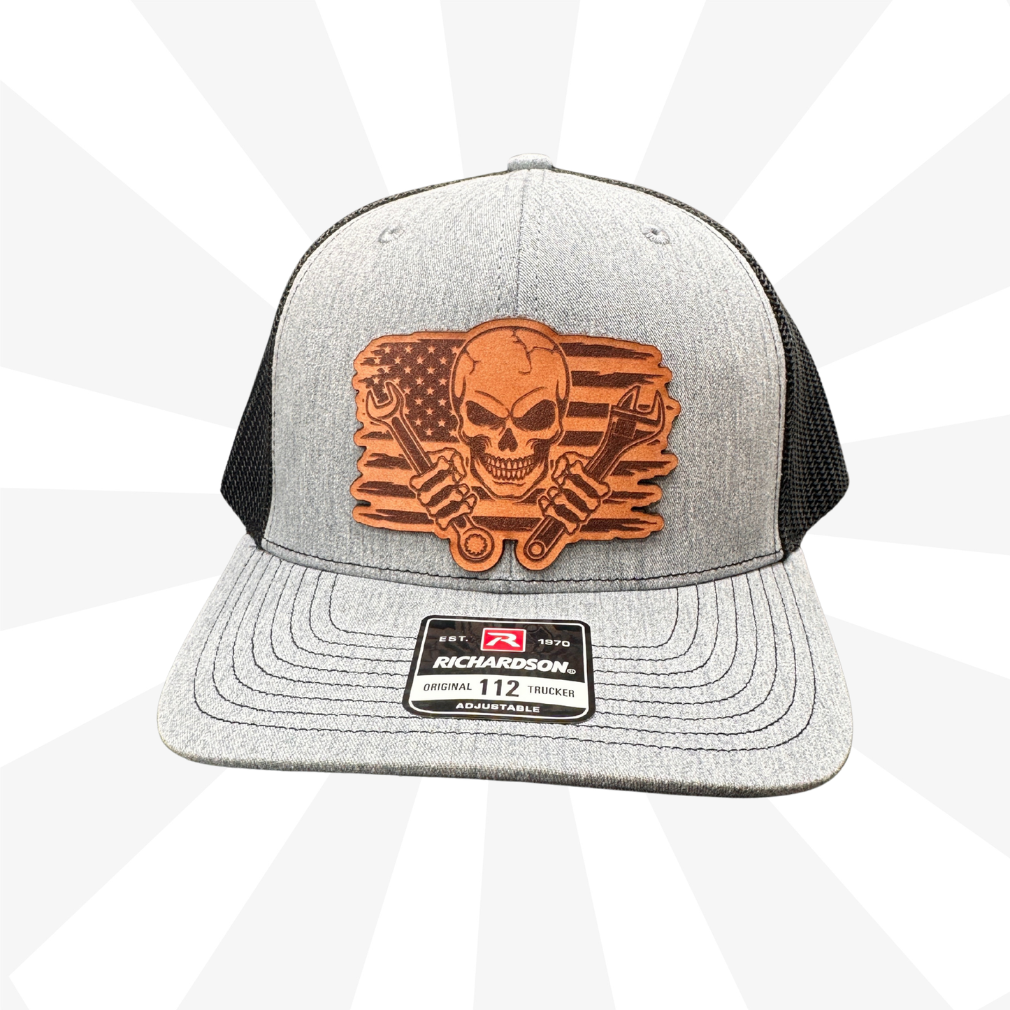 Mechanic Skull with American Flag Hat