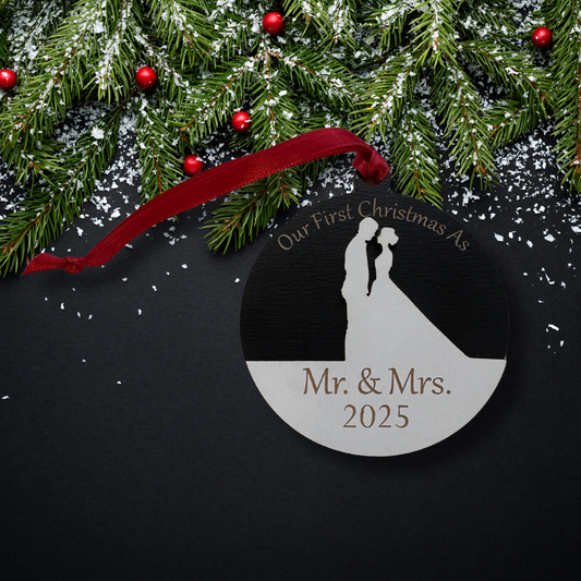 Wedding Christmas Ornament - Our First Christmas as Mr. & Mrs. 2025 - Holiday keepsake