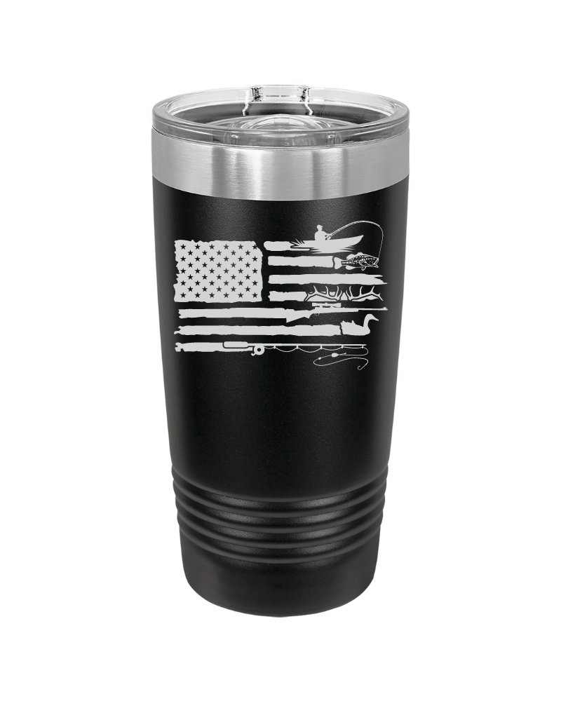 American Flag Hunting and Fishing Tumbler