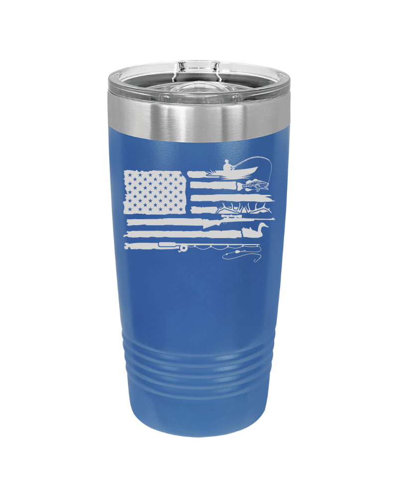 American Flag Hunting and Fishing Tumbler