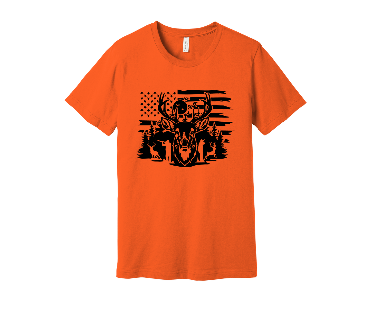 Hunter Elk Deer American Flag Shirt