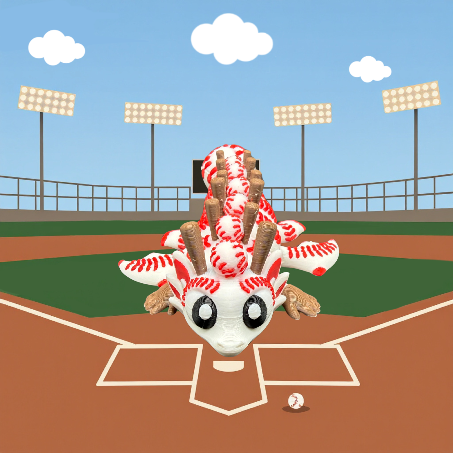 Baseball Flexi 3D Printed Dragon