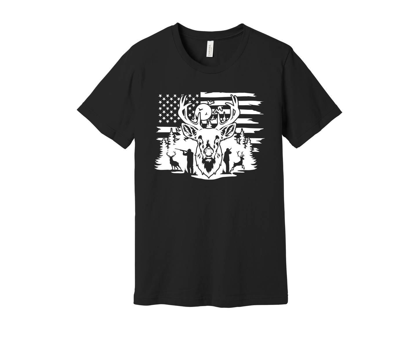 Hunter Elk Deer American Flag Shirt