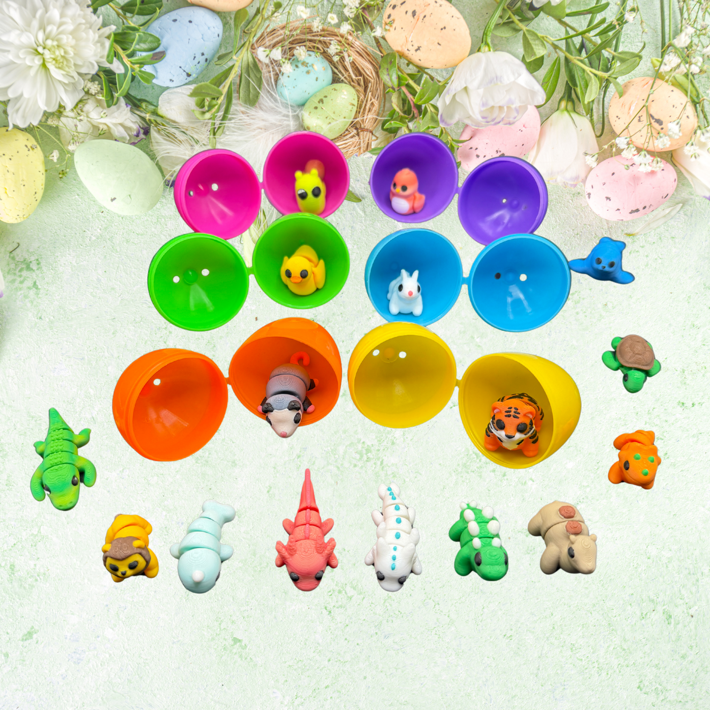 Mini Articulated Animals with Easter Eggs