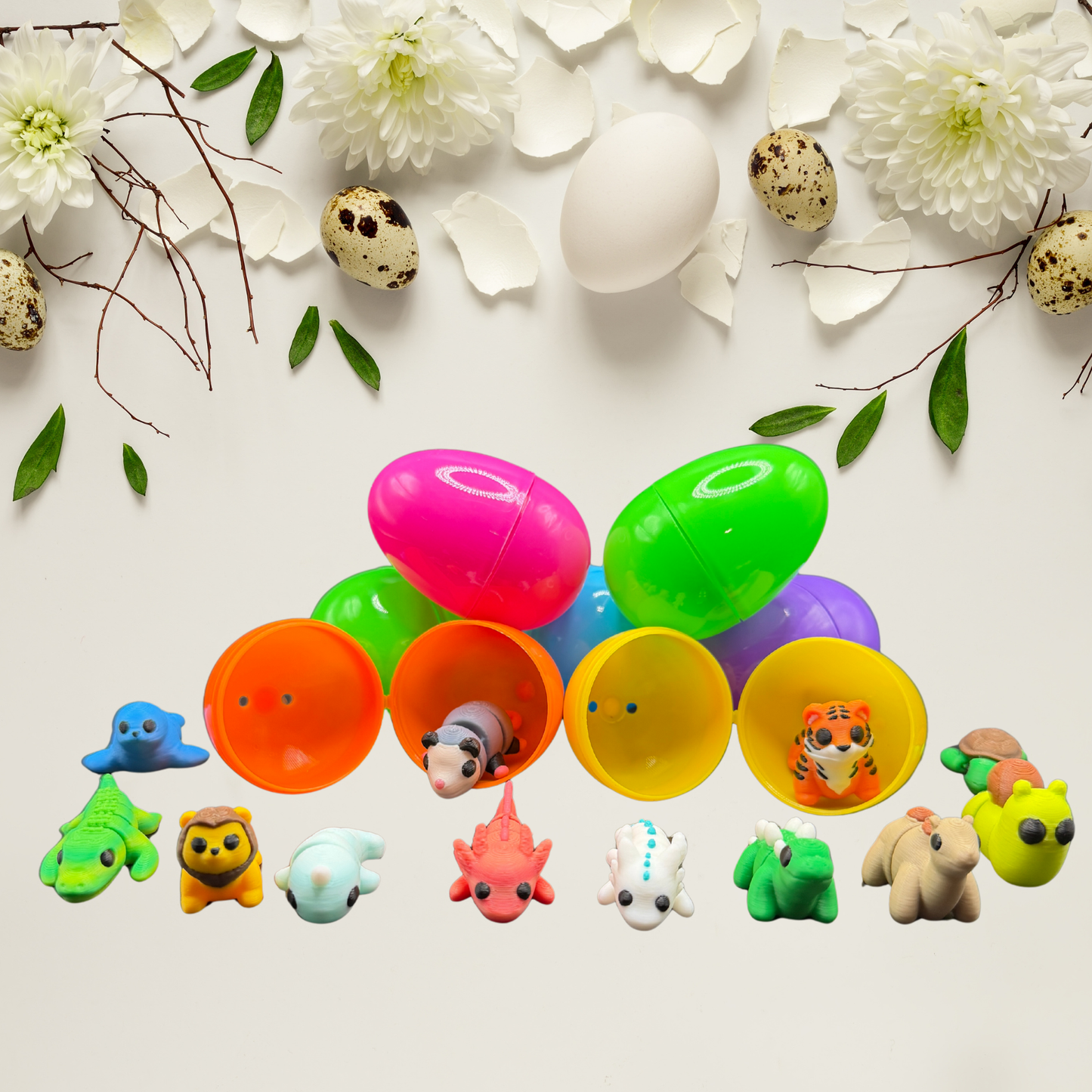 Mini Articulated Animals with Easter Eggs