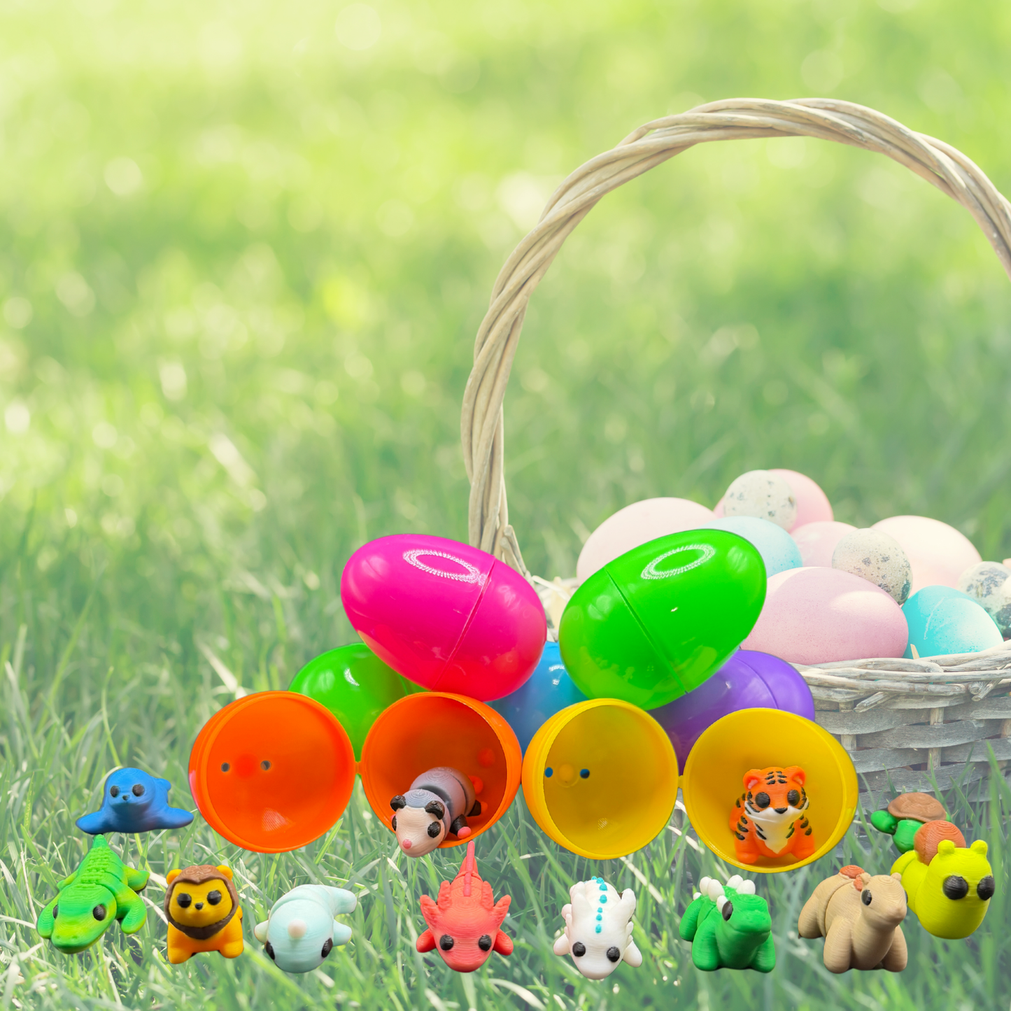 Mini Articulated Animals with Easter Eggs
