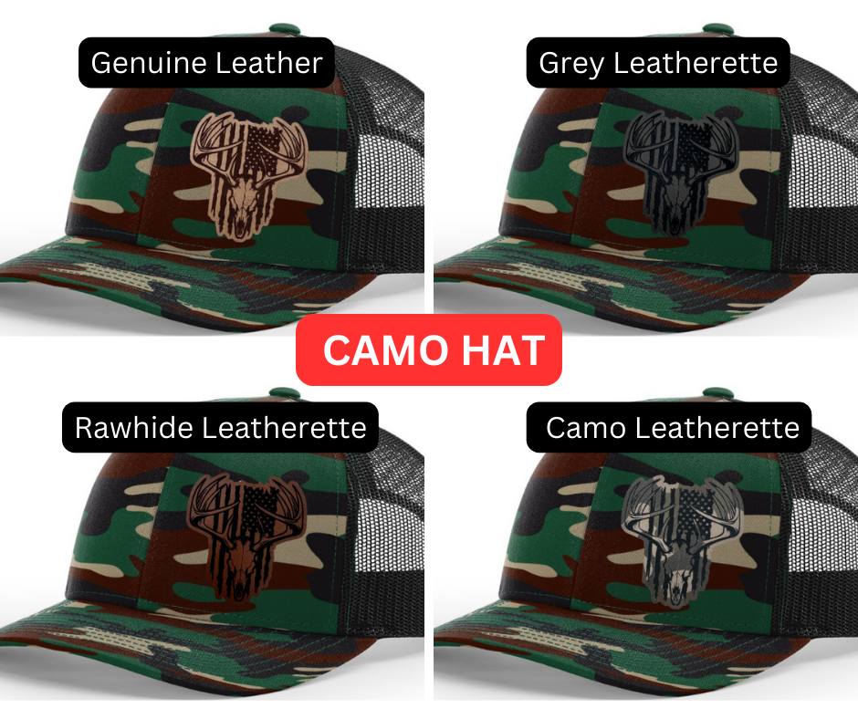 Deer Skull American Flag Patch Hat