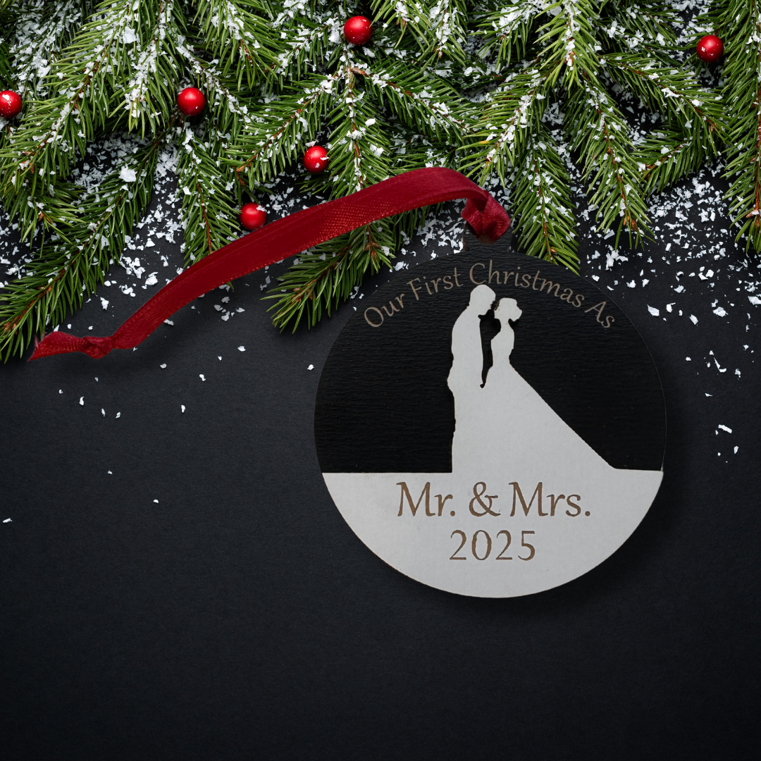Wedding Christmas Ornament - Our First Christmas as Mr. & Mrs. 2025 - Holiday keepsake