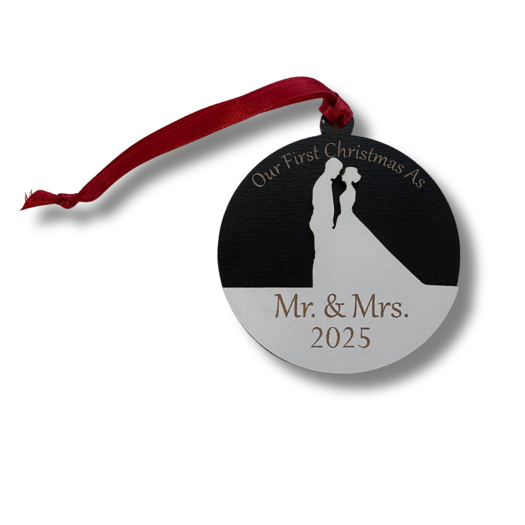 Wedding Christmas Ornament - Our First Christmas as Mr. & Mrs. 2025 - Holiday keepsake