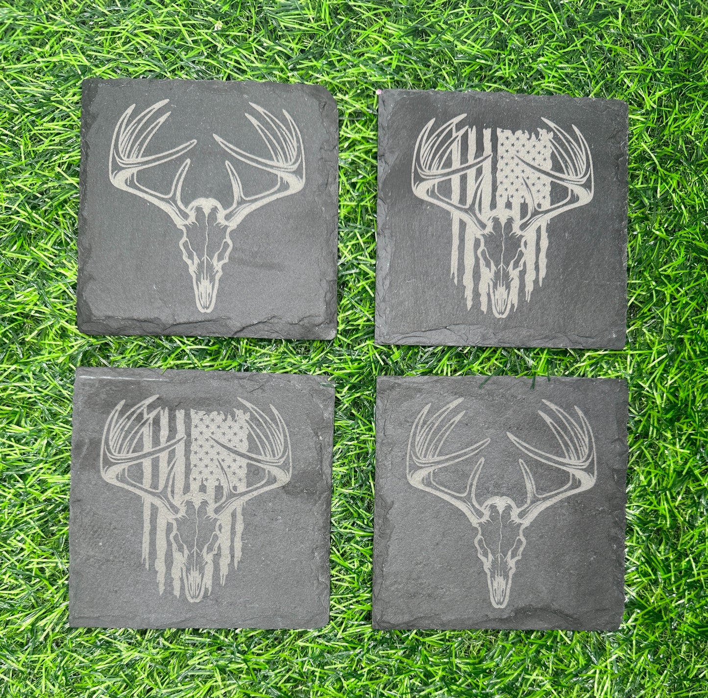 Drink Coasters - Deer Skull & Deer Skull with American Flag