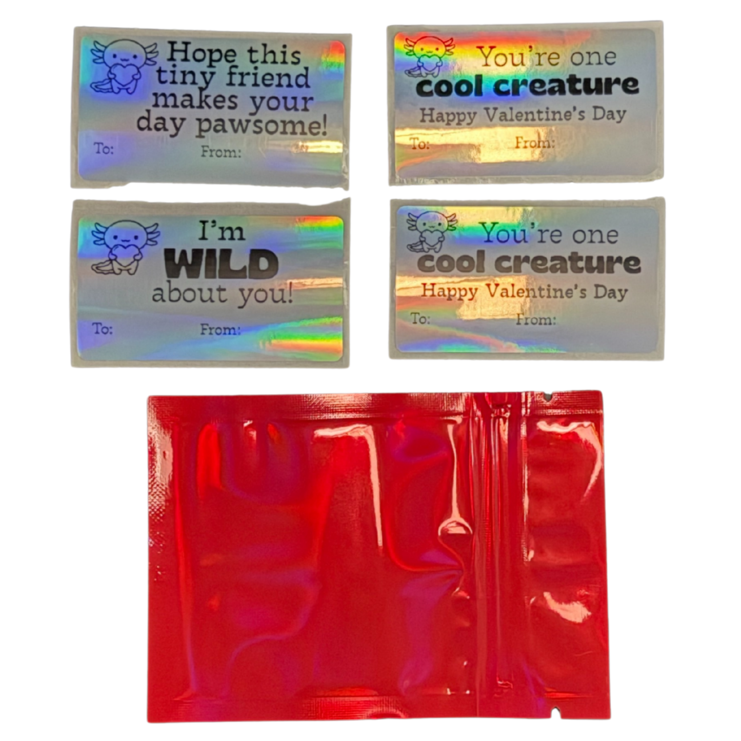 Kids Classroom Valentines with Mini 3d Printed Articulated Critters (Packs of 10)