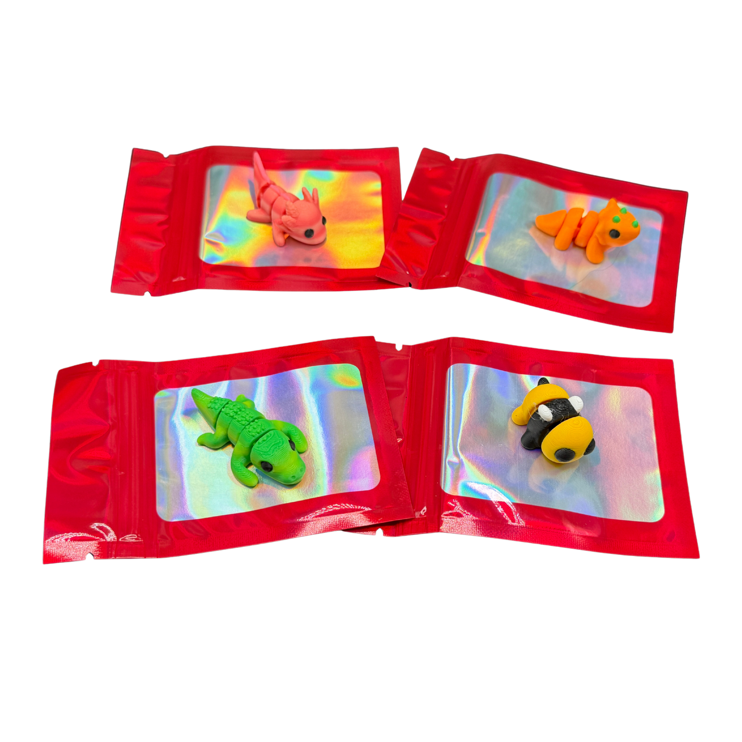 Kids Classroom Valentines with Mini 3d Printed Articulated Critters (Pack of 10)